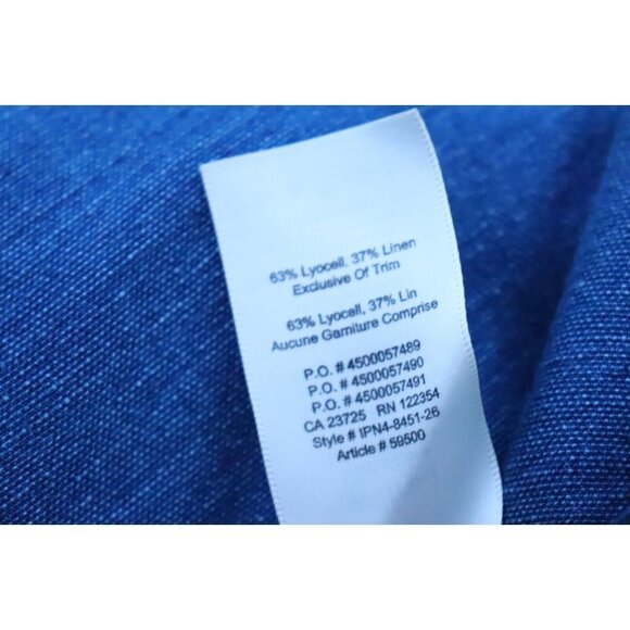 Wilfred Women's US2 Blue Moroccan Pinafore Dress Linen Cross Back Pckt Midi $178 - Picture 6 of 8